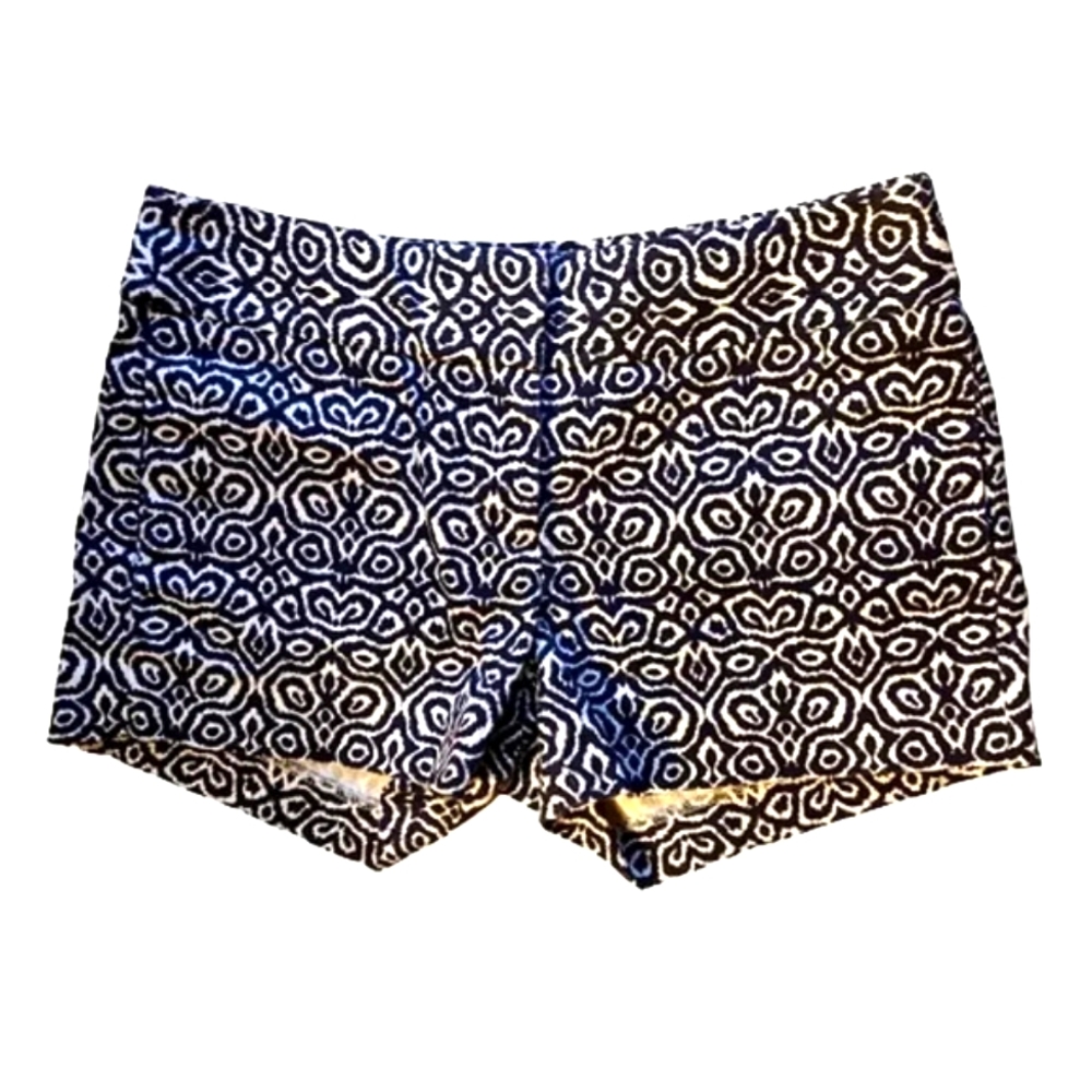 J.CREW navy blue and white retro patterned shorts Size 0